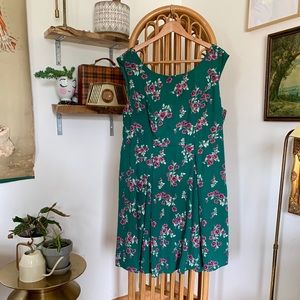 ModCloth Retro Green and Pink Floral Dress